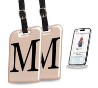 tag8 Lot de 2 étiquettes d'identification pour valises, 26 lettres initiales pour bagages de voyage, étiquettes d'identification avec service mondial de récupération de pertes | Conforme aux