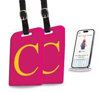 tag8 Lot de 2 étiquettes pour bagages pour valises, 26 étiquettes d'identification de bagages de voyage avec lettre initiale, étiquette d'identification avec service de récupération en cas de perte