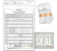 TAGAD Lot de 100 sacs de dépôt bancaire pour la manipulation de l'argent et le dépôt de chèques 22,9 x 30,5 cm | Inviolables avec reçus détachables et codes-barres séquentiels | Sacs d'argent