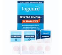 Tagcure Kit de retrait pour enlever facilement les étiquettes de peau - Comprend 10 bandes d'étiquette, 10 tampons de nettoyage et 10 pansements pour couvrir la zone de l'étiquette