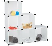 Tagère Escalier 6 Compartiments Meuble Bibliothèque Séparation Multi-cases Séparateur De Pièces, Blanc - Relaxdays