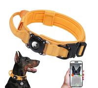 TAGHELP - AirTag Collier pour chien avec étiquette d'identification QR - Collier tactique militaire réfléchissant réglable avec poignée de support pour chiens de grande et moyenne taille, en nylon