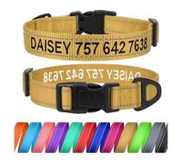 TagME Collier D'identification pour Chien, Broderie Personnalisée avec Nom et Numéro de Téléphone, col Réfléchissant en Nylon pour Chien surdimensionné,Kaki
