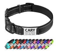 TagME Collier pour Chien Réfléchissant Rembourré Personnalisé pour Chiens de Grande et Très Grande Taille, Plaque D'identification en Acier Inoxydable Silencieuse, Noir, L