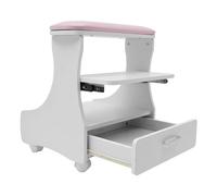 Tagowao Chaise de pédicure, repose-pieds, avec 4 freins, roues, pour pédicure, pédicure, massage des pieds, soin des ongles, blanc + rose