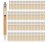 Tagtight 100 Pcs Stylos à Bille Rétractable en Bois, Stylo En Bambou Personnalisable, Stylo Encre Bleue pour Bureau et école, Stylos Gravure Au Laser, Stylo Écologique, Cadeau de Remise de Diplôme