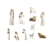 Tagtight 10Pcs Statue de Nativité du Christ, Figurines liées à la Nativité, Ensemble Scène des la Nativités, Figurines de Crèche des Noël, Jésus Manger Décoration D'église Miniature