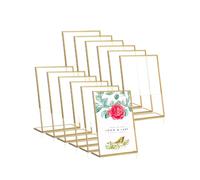 Tagtight 12Pcs Cadres Photos Dorés Double Face, Chevalet de Table, Porte Menu pour Mariage, Table Numéro, Porte Menu Restaurant Titulaire Incliné, Porte Affiche 4X6 Pouces, cadre photo double