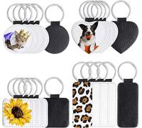 Tagtight 20 Pièces Sublimation Vierges Porte-Clés en Cuir, PU Porte-CléS Pendentif Transfert de Chaleur Porte-CléS en MDF Ornement pour Bricolage Artisanat Faisant