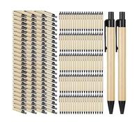 Tagtight 200Pcs Stylo à bille en papier kraft, instrument d'écriture, stylo à bille rétractable à pointe moyenne, encre noire, stylo à bille de haute qualité recyclé pour le bureau et l'école