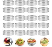 Tagtight 20Pcs Anneaux à Tarte en Acier Inoxydable, Cercles et Cadres à Pâtisserie, Cercle a Tarte Aux Fruits Quiches, Cercles à Tartelett 8cm, Résistants à la Chaleur, Moule de Cuisson Gâteau Mousse