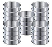 Tagtight 20Pcs Cercle a Patisserie, Cercle Tartelette en Acier inoxy, Cercles à Crumpets, Antiadhésif moules à gâteau Ronds, Cercles à Muffins Doubles roulés, Cercle Alimentaire pour Muffins, Crumpets