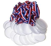Tagtight 24 Pcs Médailles à Faire Soi-Même, Médaille avec Rubans de Cou, Concevez Vos Propres Médailles de RéCompense, Médailles à Faire Soi-MêMe pour Enfants, Entreprises, Sports, Festivals