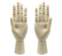 Tagtight 2Pcs Main Articulée en Bois Gauche et Droite, Mannequin de Dessin D'Artiste en Bois, Mannequin Articulé avec Doigts Flexibles pour Dessin, Croquis et Peinture, (25cm)