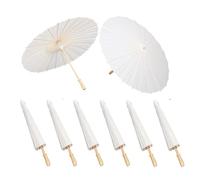 Tagtight 8Pcs Parapluies en papier, blanc parapluie chinois japonais en papier huilé, grand parapluie en papier, parapluie en papier huilé à peindre soi-même pour décoration de fête de mariage, photo