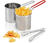 Tagtight Friteuse à Frites et Panier Acier Inoxydable, Friteuse Tempura Japonaise Poêle à Frire, Casseroles à Frites, Petite Batterie de Cuisine, Friteuse domestique pour Poulet, Poisson Séché, Frites
