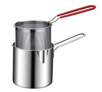 Tagtight Friteuse à Frites et Panier, Tempura Friteuse en Acier Inoxydable, friteuse à frites Tempura avec passoire, petite batterie de cuisine, Panier à friture pour frites, poulet, poisson frit