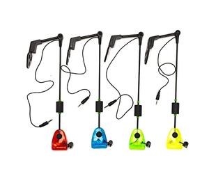 Tagtight Kit 4 Alarme d'indicateurs de Morsure de pêche, Indicateurs de Touche Swinger pour la Pêche à la Carpe, Detecteur de Touche Peche Carpe avec LED, Cintre de Canne à Pêche