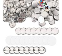 Tagtight Lot de 200 Épingles à boutons vierges, fabrication de boutons, Kit de fabrication de broches en fer arrière de 25mm, pièces de badges en métal pour badges, corsage, bijoux artisanaux