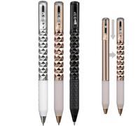 Tagtight Lot de 3 stylos anti-stress géométriques en métal - Rétractable - 0,5 mm - Multicolore