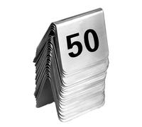 Tagtight Lot de 50 numéros de table en acier inoxydable - Numéro 1 à 50 - Double Face Panneaux de Table Numéros Pour banquet, service, restaurants et bars - Cartes de numéros de table empilables