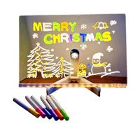 Tagtight Lumiboard Tableau à dessin à LED pour enfants en acrylique avec support, mémo de bureau à gribouiller, tableau d'affichage LED avec 7 marqueurs, tableaux effaçables à sec, excellent cadeau