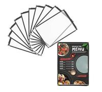 Tagtight Protege Menu A4 Transparent, 10Pcs Porte Menu Restaurant Page Unique, 2 Vues, Pochette Menu Noires avec Coins Protecteurs, Protege Carte A4 pour Café, Bar, Style Livre
