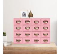 Tagtuell Organisateur de tiroir de bureau en bois avec 16 tiroirs et poignées en métal pour le catalogue à domicile, le bureau, la commode, rose