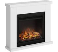 Tagu Cheminée électrique à poser 1500 W avec cadre en bois blanc Frode