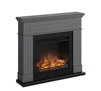 TAGU Larsen Cheminée électrique avec Chauffage, 1500W, Programmable sur 7 Jours, Thermostat numérique, Télécommande (Gris Uniforme)