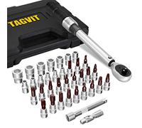 TAGVIT Clé Dynamométrique 1/4", 5-25 Nm Clé Dynamométrique Vélo, 37 Pièces Kit D'entretien avec Barre D'extension, Allen et Torx pour Velo Moto