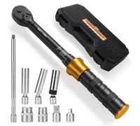 TAGVIT Clé Dynamométrique 3/8", 9 Pièces 5-60Nm Kit D'entretien, Précision ±3% avec Extension de 25cm, Douilles à Bougie (14 mm/16 mm/5/8), Adaptateurs, 14/17mm Douilles