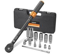 TAGVIT ynamométrique 3/8 e Torsion 10-60Nm, 14 Pièces Voiture y Moto Kit, 72 Dents avec Joint Universel, Rallonge et Embouts pour Démontage Facile des Bougies D'allumage