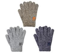 TAGVO 3 Paires de Gants D'hiver pour Enfants - Tricotés Chauds, Stretchymittens pour Garçons et Filles, Entièrement Recouverts de Doigts pour 4 à 6 Ans