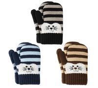 TAGVO 3 Paires Gants d'hiver pour Enfants 1 à 5 Ans, Gants Tricotés Doublés de Laine Douce à Double épaisseur, Gants de Cyclisme Ski Coupe-Vent Élastique Chaud