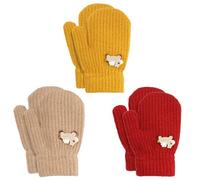 TAGVO 3 paires Gants d'hiver pour Enfants 2 à 5 Ans, Gants Extensibles en Tricot Enfant, Gants Magique Gants Moufles extensibles pour enfants en bas âge filles et garçons