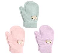 TAGVO 3 paires Gants d'hiver pour Enfants 2 à 5 Ans, Gants Extensibles en Tricot Enfant, Gants Magique Gants Moufles extensibles pour enfants en bas âge filles et garçons