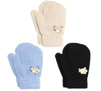 TAGVO 3 paires Gants d'hiver pour Enfants 2 à 5 Ans, Gants Extensibles en Tricot Enfant, Gants Magique Gants Moufles extensibles pour enfants en bas âge filles et garçons