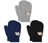 TAGVO 3 paires Gants d'hiver pour Enfants 2 à 5 Ans, Gants Extensibles en Tricot Enfant, Gants Magique Gants Moufles extensibles pour enfants en bas âge filles et garçons