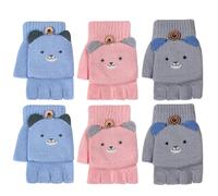 TAGVO 3 Paires Gants sans Doigts d'hiver pour Enfants 2 à 6 Ans, Gants de Chauds Double Usage en Polaire Douce, Gants de Course Ski Tricotés Thermiques, Gants Magiques pour Filles et Garçons