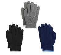 TAGVO 3 Paires Gants Tricotés Enfants, Epais Plein-Doigts Thermique Gants Extensible Douce Gants Magiques Doublées en Molleton de Laine, Gants Hiver Chauds pour 6 à 10 ans Garçons Filles Enfants