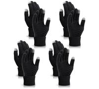 TAGVO 4 Paires De Gants Tricotés d'Hiver Pour Femmes, Quelques Gants Chauds,Des Gants à Écran Tactile Avec Une Doublure En Polaire Fine,Adaptés Aux Activités De Loisirs, Gris/Noir, Taille unique.