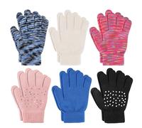 TAGVO 6 Paires Gants Magiques Chauds pour Enfants en Tricot Extensible, pour un Usage Quotidien d'Hiver, Coupe Colorée Garçons Filles Âgées de 5 à 13 Ans