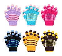 TAGVO 6 Paires Gants Magiques Chauds pour Enfants, Gants Extensibles Deux Couches en Tricot Extensible, pour un Usage Quotidien d'Hiver, Coupe Colorée Garçons Filles Âgées de 1 à 3 Ans