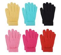 TAGVO 6 paires Gants Tricotés pour Enfants, Moufles Enfants Extensibles, Gant pour Enfant Hiver, Tricot Moufles Enfant, Garçons et Filles Universels Gant Enfant Hiver pour un Usage Quotidien