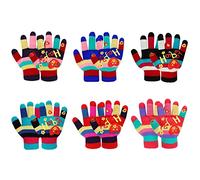 TAGVO 6 Paires Moufle Épaisses et Gants Tricotés pour Enfants de 5 à 13 Ans, Gants et Moufles en Plein Air et École