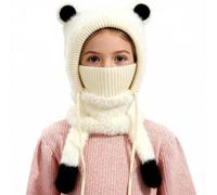 TAGVO Adorable Bonnet Tricoté en Forme d'ours pour Enfants - Les Oreilles Peuvent Produire des Sons, Cagoule d'hiver Coupe-Vent Balaclava Masque De Ski Cyclisme avec Cache-Cou pour Garçons et Filles