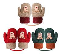 TAGVO Bambin Gants et Moufles Fille Garçon, 3 Paires Hiver Enfants, Epais Toison Thermique Doublé Tricotés Gants et Moufles pour cadeau de Noël