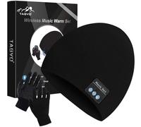 TAGVO Bonnet Bluetooth V5.0 avec Gants tactiles, Hiver Chaud tricoté sans Fil Bluetooth Casque Musique Chapeau pour la Course à Pied, randonnée, Cadeau de Noël