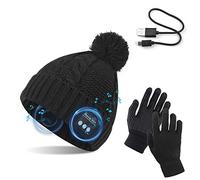 TAGVO Bonnet Bluetooth V5.0 avec Gants tactiles, Hiver Chaud tricoté sans Fil Bluetooth Casque Musique Chapeau pour la Course à Pied, randonnée, Cadeau de Noël